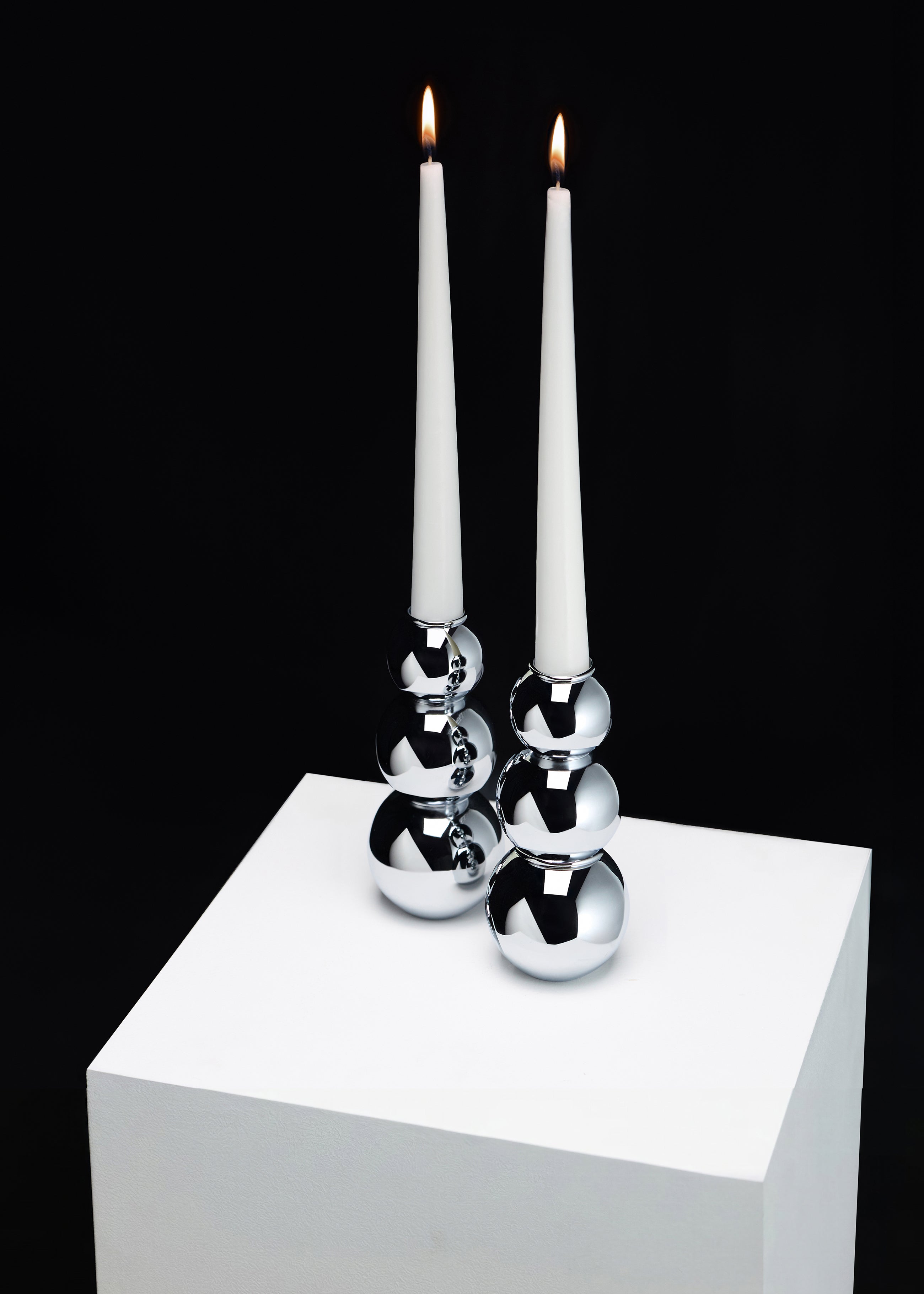 (04) shabbat candlesticks - silver finish