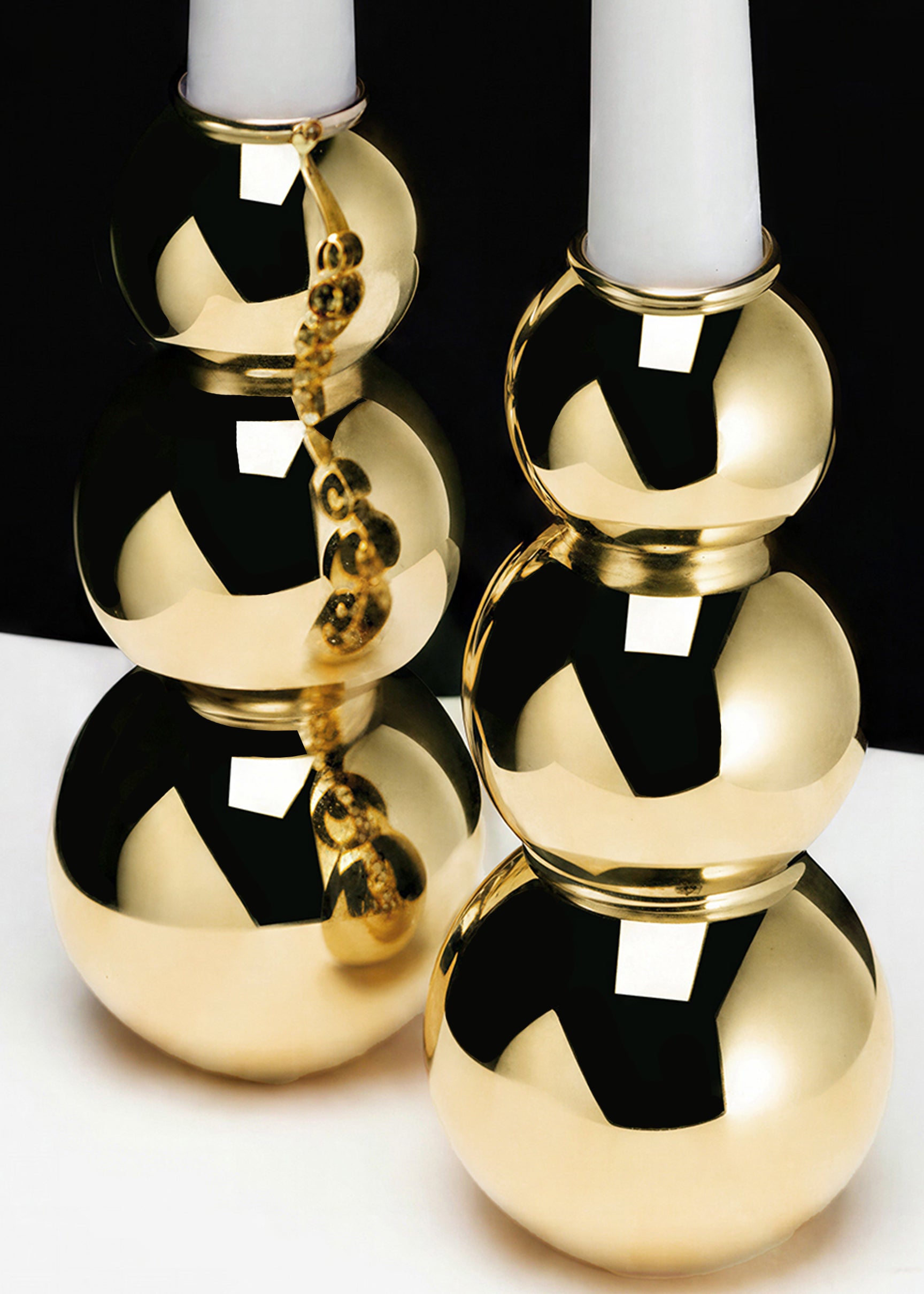 (04) shabbat candlesticks - GOLD finish