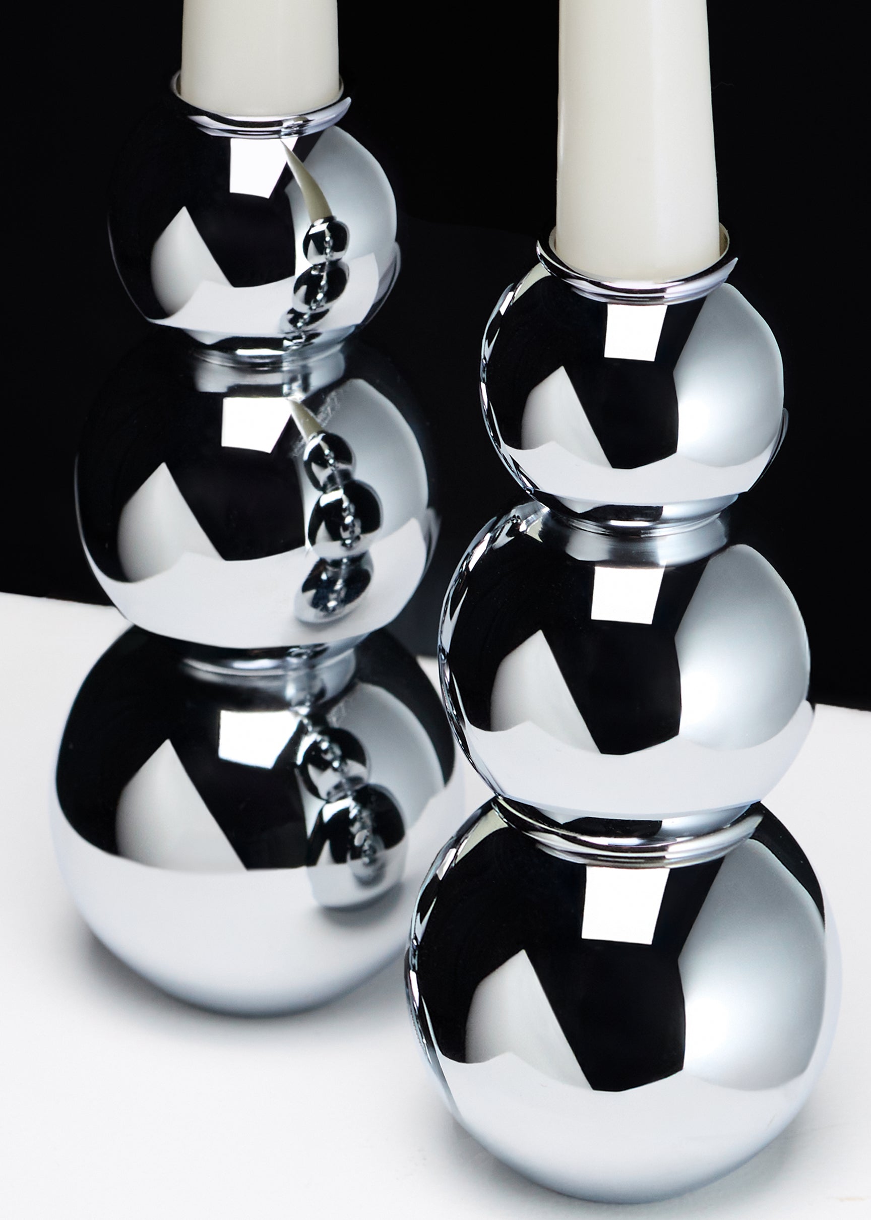 (04) shabbat candlesticks - silver finish